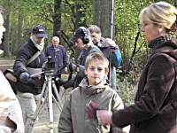 Filming the woodland walk scene.