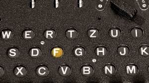 The lampboard of an Enigma machine.